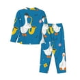 thumbnail image 2 of Kll Cartoon Goose Print Women'S Long Sleeve Pajamas With Pants Sleepwear Loungewear 2 Set-Small, 2 of 9