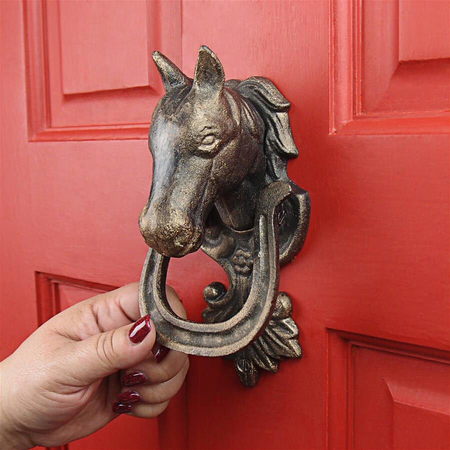 HAND FORGED WROUGHT IRON OLD ENGLISH COUNTRY COTTAGE DOOR KNOCKER-HORSE SHOE 