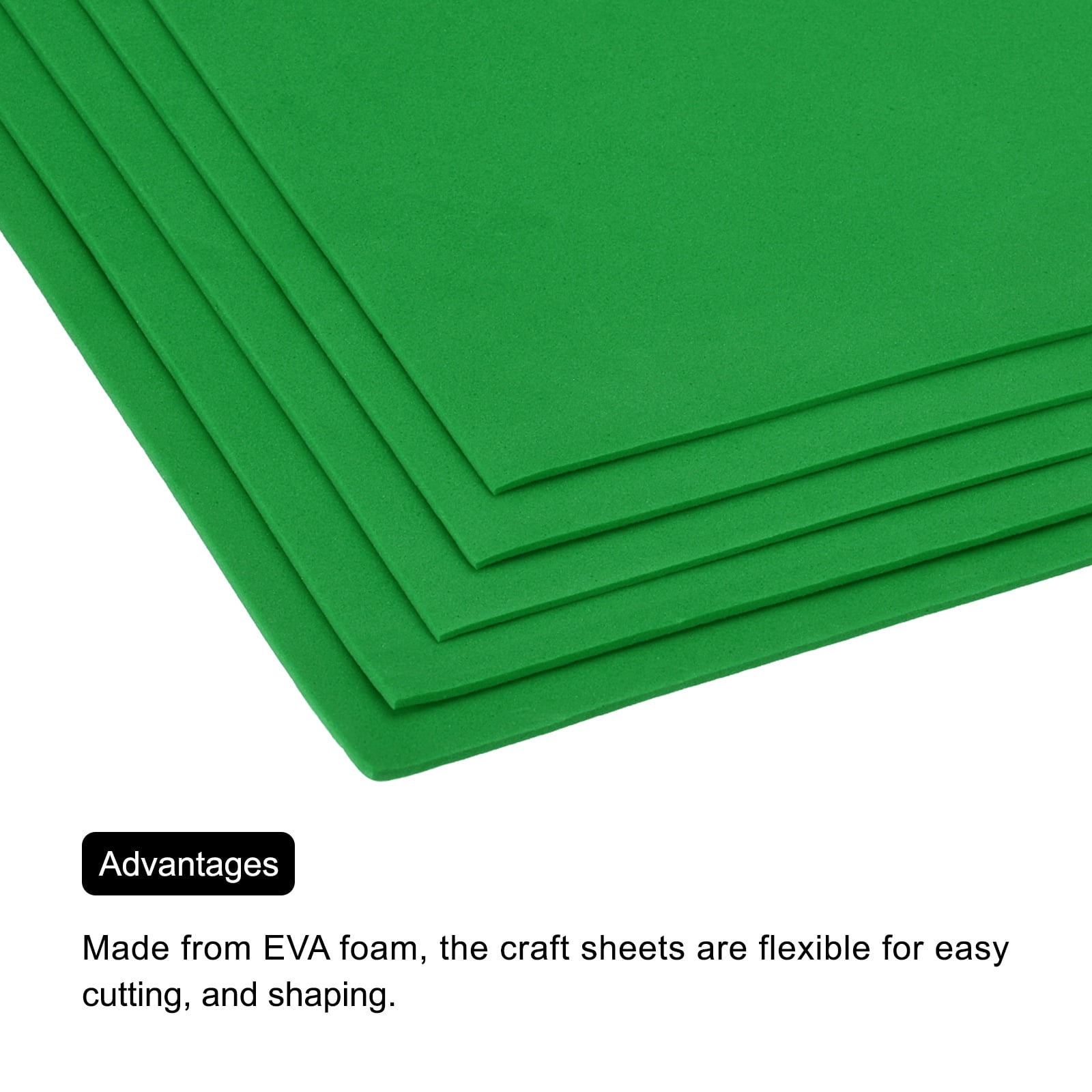 Uxcell EVA Foam Sheets Grass Green 35.4 Inch x 19.7 Inch 2mm Thick Crafts Foam Sheets for Costumes, Arts and Crafts Projects Pack of 5