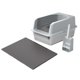 thumbnail image 1 of Caja de arena para gatos con parte abierta, orinal, viaje, resistente y grande, bandeja de arena para mascotas pequeñas, conejos, gatos gris claro, 1 of 9
