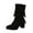 Black, variant on LOVZFMLL Cowboy Boots for Women Mid Calf Stovepipe Boots Side Zipper Round Toe Slip Resistant Mid Block Heel Fringe Fall Winter Boots