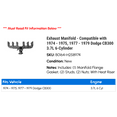 thumbnail image 2 of Exhaust Manifold - Compatible with 1974 - 1975, 1977 - 1979 Dodge CB300 3.7L 6-Cylinder 1978, 2 of 2