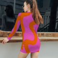 thumbnail image 5 of Pink Orange Wavy Abstract Art Women's Long Sleeve Bodycon Dress Soft Stretchy For Everyday Wear And Special Occasions, 5 of 6
