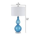 thumbnail image 5 of Resin Table Lamp with Turned Body and Fabric Drum Shade, Blue and White- Saltoro Sherpi, 5 of 5