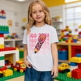 thumbnail image 2 of Girls 100 Days of School Shirts Trendy Short Sleeve Shirts Girls Summer Tops 5t Casual Loose Fit Basic Cotton Tops Summer Shirts Size 4-5 Years,White, 2 of 4
