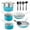 Aqua Blue, variant on Gotham Steel 15 Pc Pots and Pans Set Non Stick, Cookware Set with Utensils, Nonstick Ceramic Pot and Pan Set, Titanium Infused and Diamond Reinforced, Dishwasher Safe, Gray