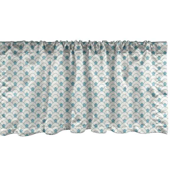 Ambesonne Ocean Window Valance, Bold Circles Sea Inspired, 54" X 18", Sky Blue White