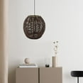 thumbnail image 4 of Pendant Lamp Shade, Handwoven Retro Style Lighting Fixture, Ceiling Light Shade Wicker Paper Rope Rattan Lampshade for Living Room Dining Room Round Brown, 4 of 8