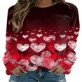 thumbnail image 1 of PENGXIANG Chandails à Enfiler pour Femmes Saint-Valentin Imprimé Cœur Lettre Manches Longues Col Rond Blanc Rose Cœur L, 1 of 4