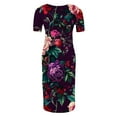 thumbnail image 6 of Delliss Women's Maternity Dress - Printed Fitted Stretch short Sleeve W/Ruched S-XL, 6 of 6