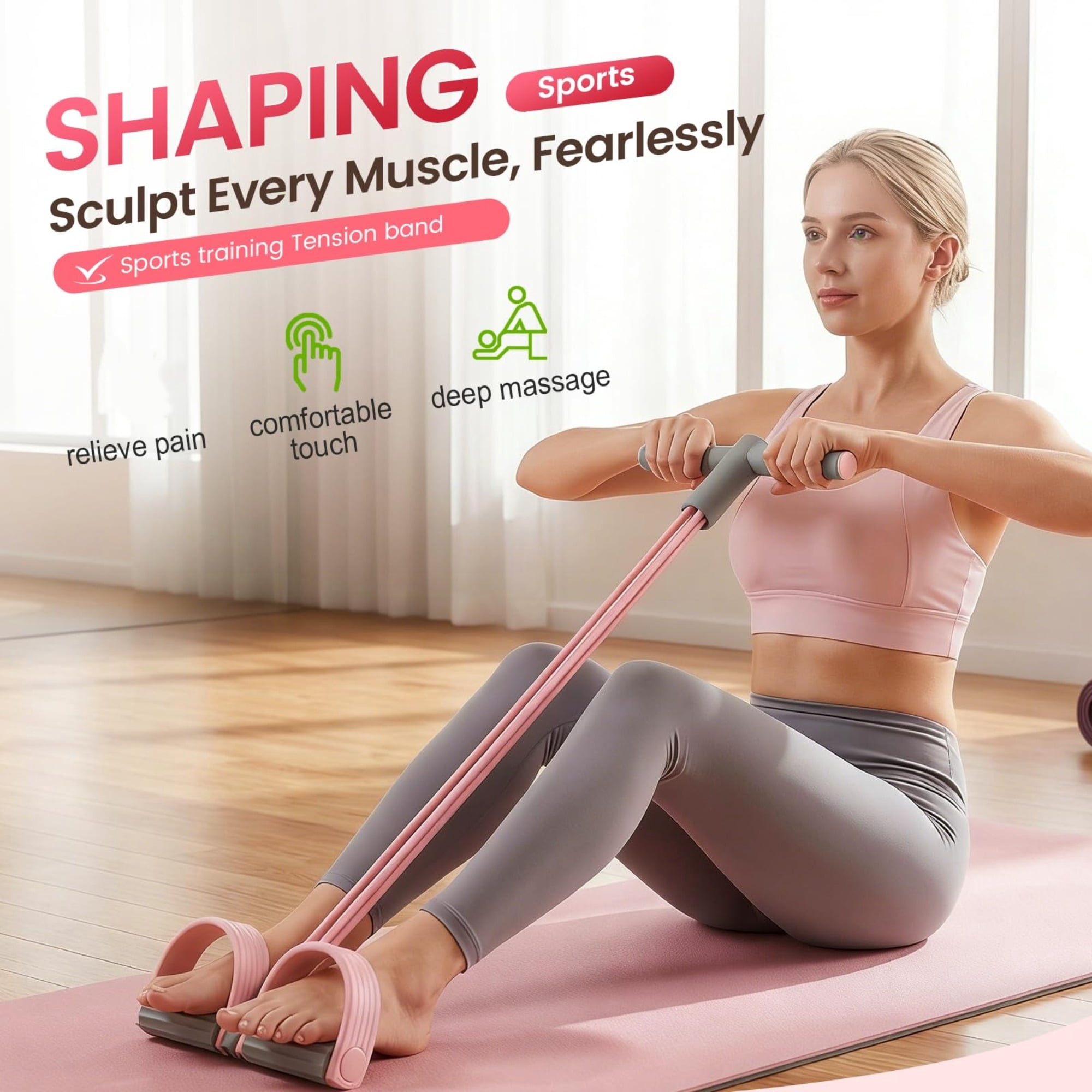 Pedal Resistance Bands with Handles, Multifunction Elastic Yoga Resistance Band,Foot Pedal Resistance Band,Yoga Elastic Exercise Bands