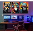 thumbnail image 3 of Gaming Wall Hieng Animal Graffiti Posters Pictures With Headphones Sunglasses Gorilla Tiger Wolf Cool Gamer Canvas Prints Colorful Graffiti Paintings for Teens Game Boys Room Wall Decor, 3 of 6