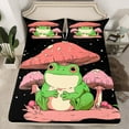 thumbnail image 3 of Feelyou Kawaii Frog Prince Twin Sheet Sets for Teem, Pink Jungle Mushroom Twin Fitted Sheet, Cute Cartoon Theme Flat Sheet, Luxury Bedroom Decor, 3-Piece, 3 of 8
