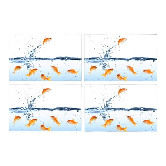 YUSDECOR Funny Goldfish Jumping to Freedom Placemats Table Mats for Dining Room Kitchen Table Decoration 12x18 inch,Set of 4