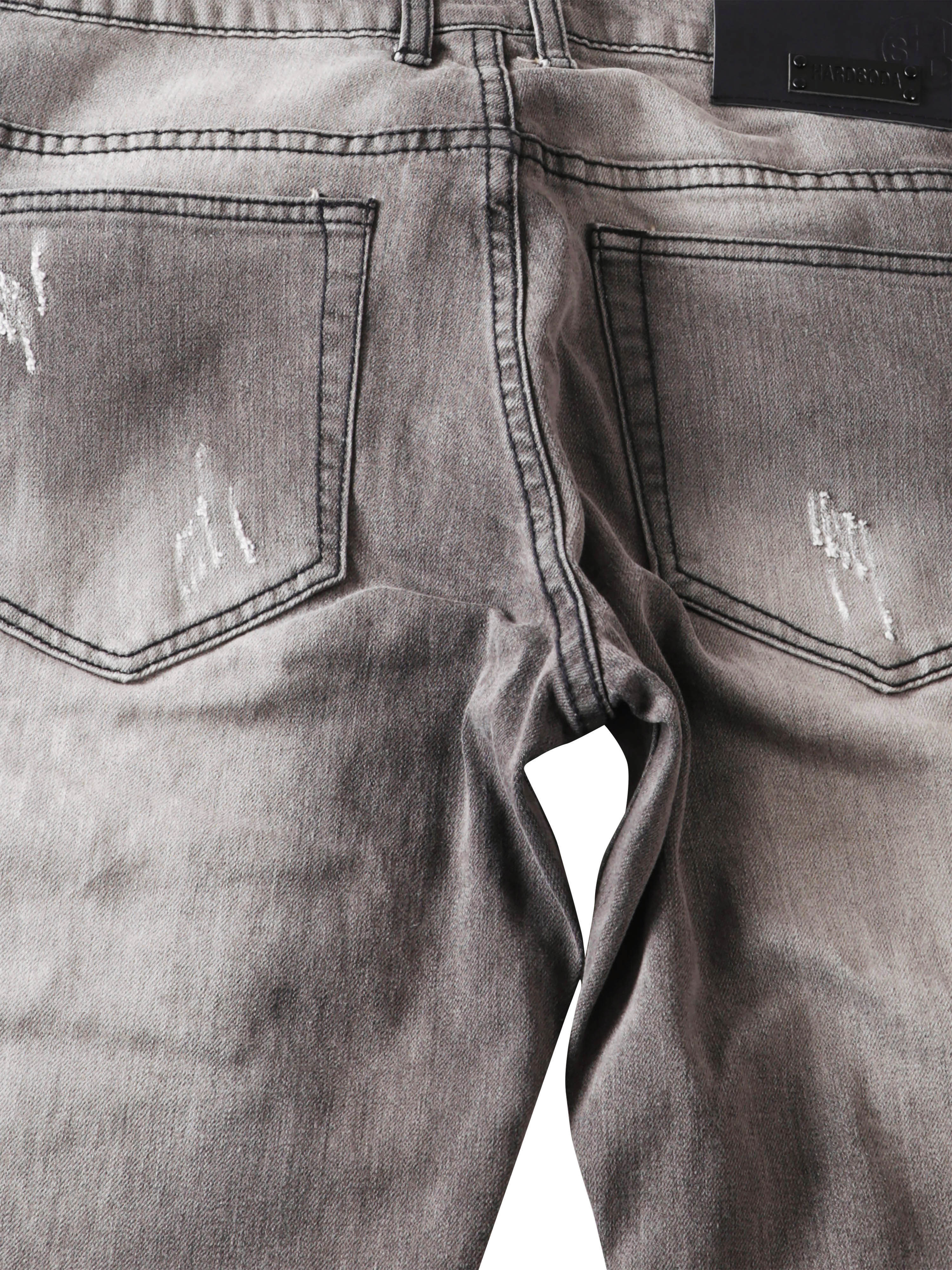 Ma Croix Mens Faded Washed Slim Biker Denim Jeans - image 5 of 6