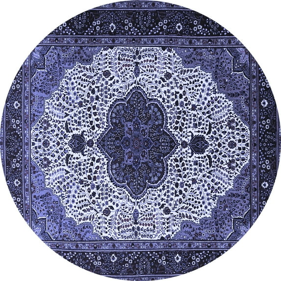 Ahgly Company Indoor Round Medallion Blue Traditional Area Rugs, 8' Round