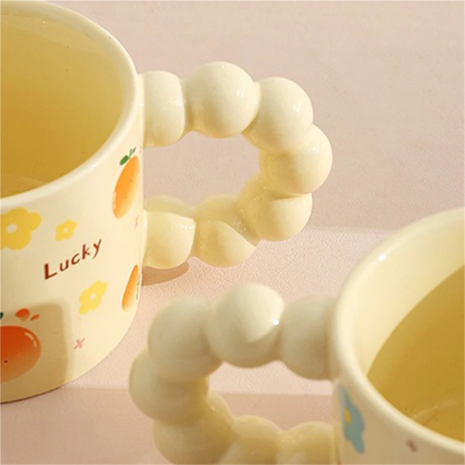 Espresso cup Ceramic Coffee Cup Water Mug Cute Fruit Pattern Milk Tea Cup With Anti-slip Handle Coffee Cup