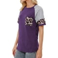 thumbnail image 6 of Women Stripes Leopard Printed Pocket Short Sleeve Top, 6 of 8