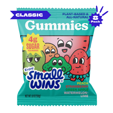 Enjoy Small Wins Candy by Jayson Tatum, Healthy Gummy Candy with Low Sugar, Low Calorie Snacks, Organic Plant-Based Ingredients, Classic Mix Flavors, 1.8 OZ, Pack of 8