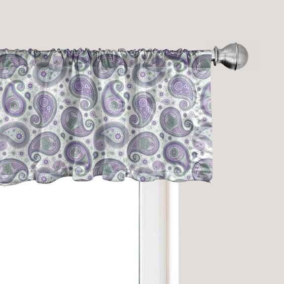 Ambesonne Paisley Window Valance, Oriental Pastel Tone, 54" X 18", Laurel Green Lavender