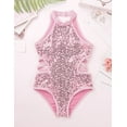 thumbnail image 3 of DPOIS Girls Sequined Turtle Mock Neck Leotard for Gymnastics Ballet Dance Costumes Pink 10, 3 of 7