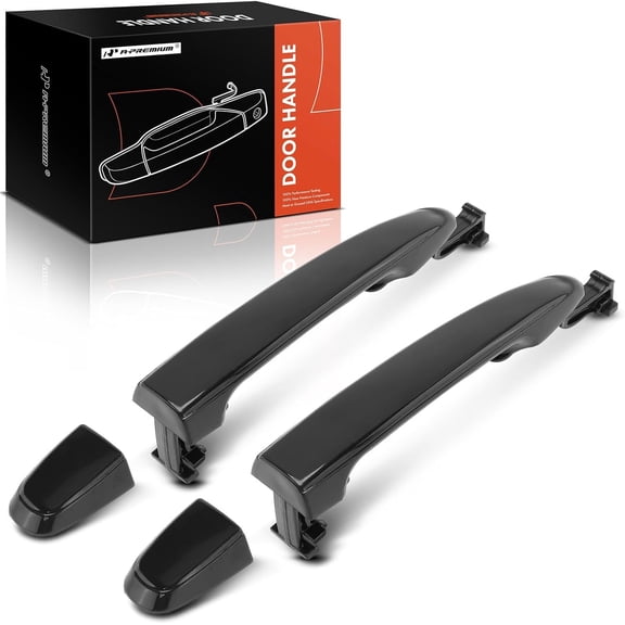 A-Premium Sliding Door Handles Exterior Compatible with Toyota Sienna 2004-2010, Smooth Black, 2-PC Set, Rear Driver and Passenger Side