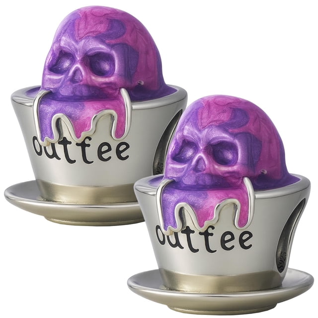 Dije exclusivo calavera taza plata SkullCup01 2Pzas Plata S925 Chapa Separador Fijo Taza/Cráneo Plateado/Multicolor Caja