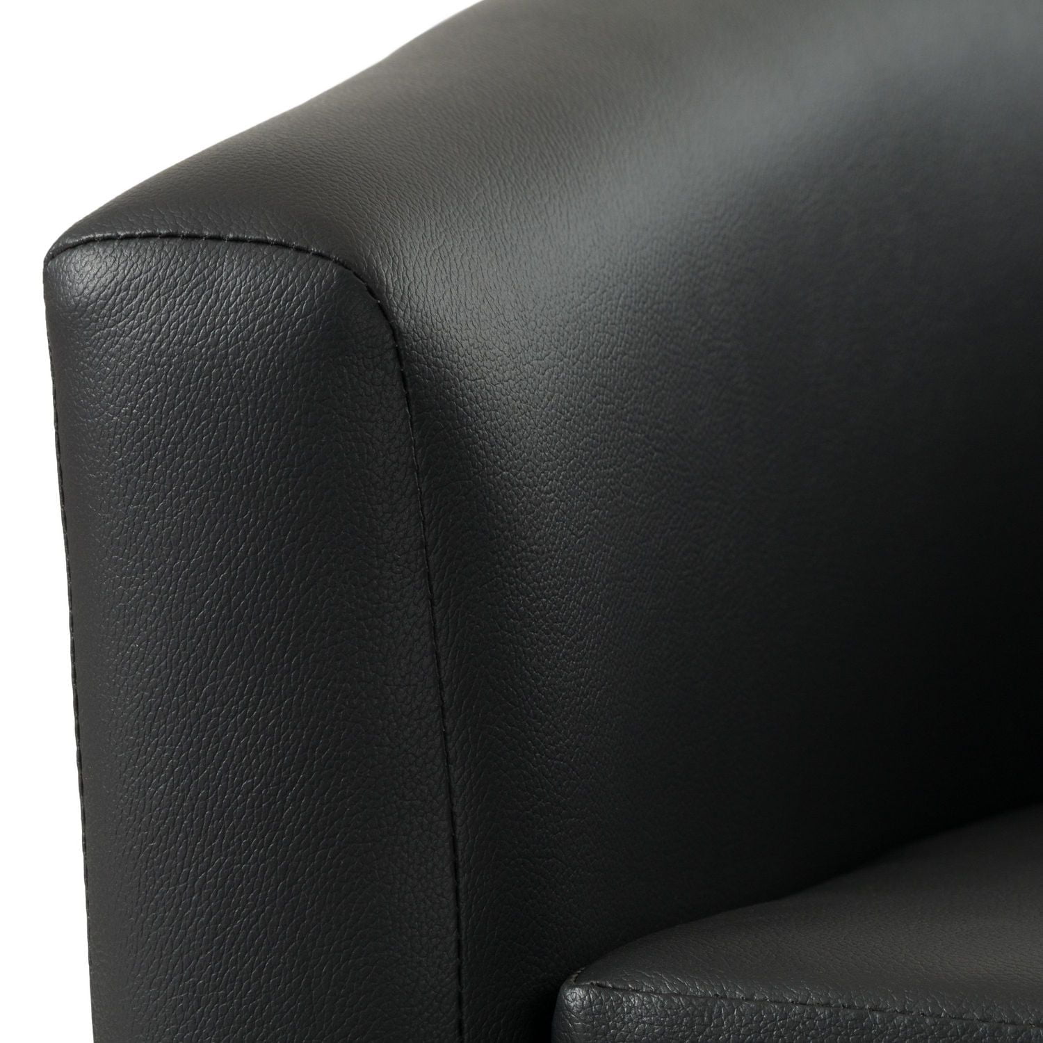 CorLiving Sasha Faux Leather Upholstered Indoor Barrel Accent Chair with Wood Frame