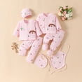 thumbnail image 2 of CAUYDY Preemie Baby Girl Boy Clothes Pants Hat Bib Bellyband Layette Set 7-Pieces Newborn Pajamas Cotton Outfit for Fall Winter Spring Summer All Seasons (Sizes 0-3 Months,Pink), 2 of 7