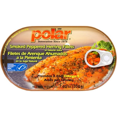 - (3 Pack) MW Polar Smoked Peppered Herring Fillets in Natural Juice, 7.05 oz