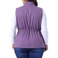 thumbnail image 3 of Agnes Orinda Women's Plus Size Sleeveless Anorak Cargo Coats Zip Button Drawstring Waist Vest Jackets 3X Purple, 3 of 5