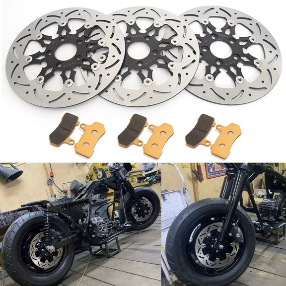 Front Rear 11.8" Brake Rotors Discs Pads For Harley Davidson FLHR Road King 2008-2016 FLHRC 08-20 FLHT Electra Glide Standard 2008-2010 FLHTC FLHTCU 08-12 FLHX Street Glide 2008-2013