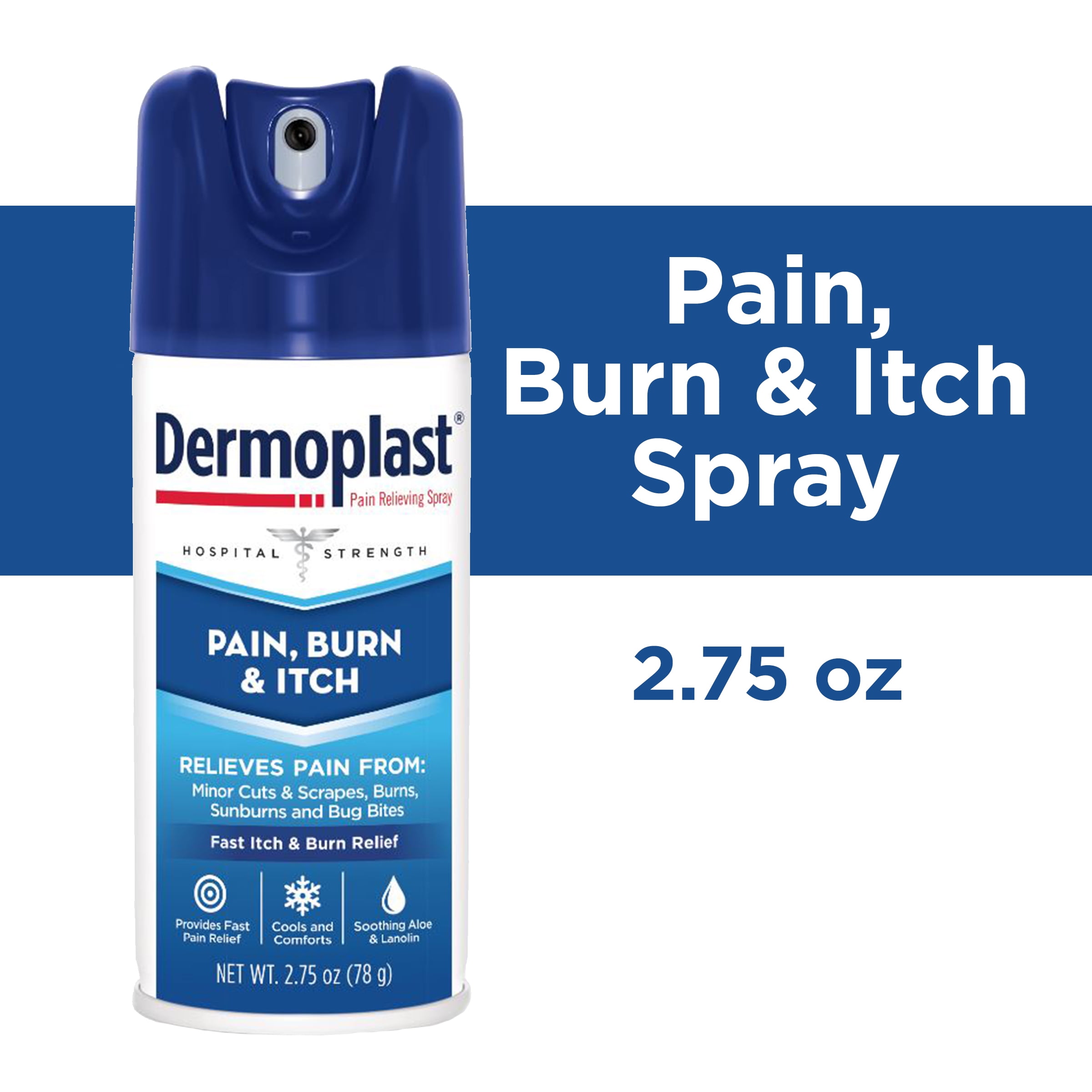 Dermoplast Pain, Burn & Itch Relief Spray for Minor Cuts, Burns and Bug  Bites, 2.75 Oz (Packaging May Vary) 2.75 Ounce (Pack of 1)