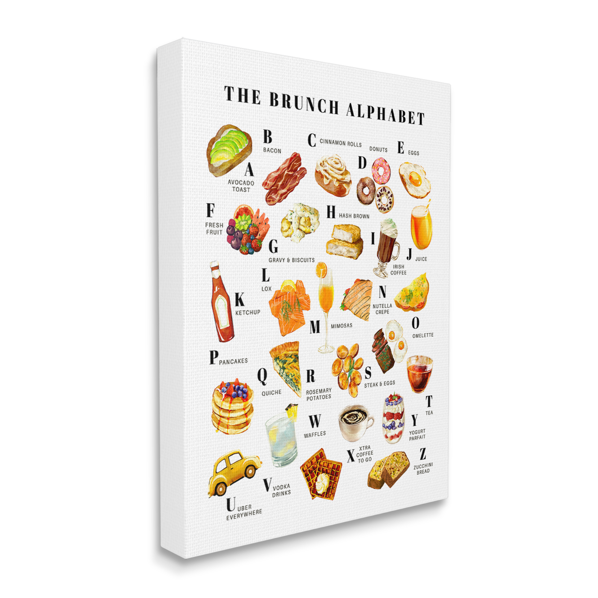 Stupell Industries The Brunch Alphabet Food Treats ABC Illustrations,30 x 40, Design by Ziwei Li