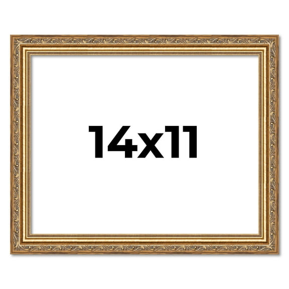 14x11 Frame Gold Solid Wood Picture Frame Width 1.25 Inches | Interior Frame Depth 0.375 Inches |