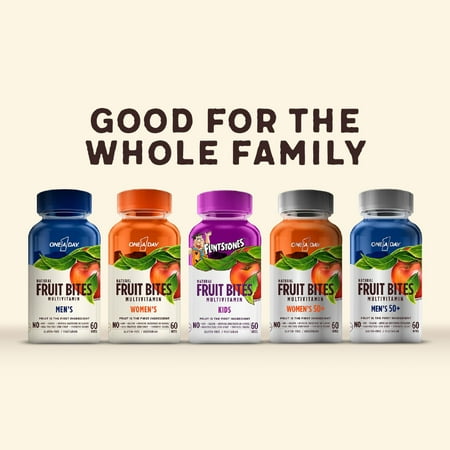 One A Day Men's 50+ Natural Fruit Bites Multivitamin, 60 Count