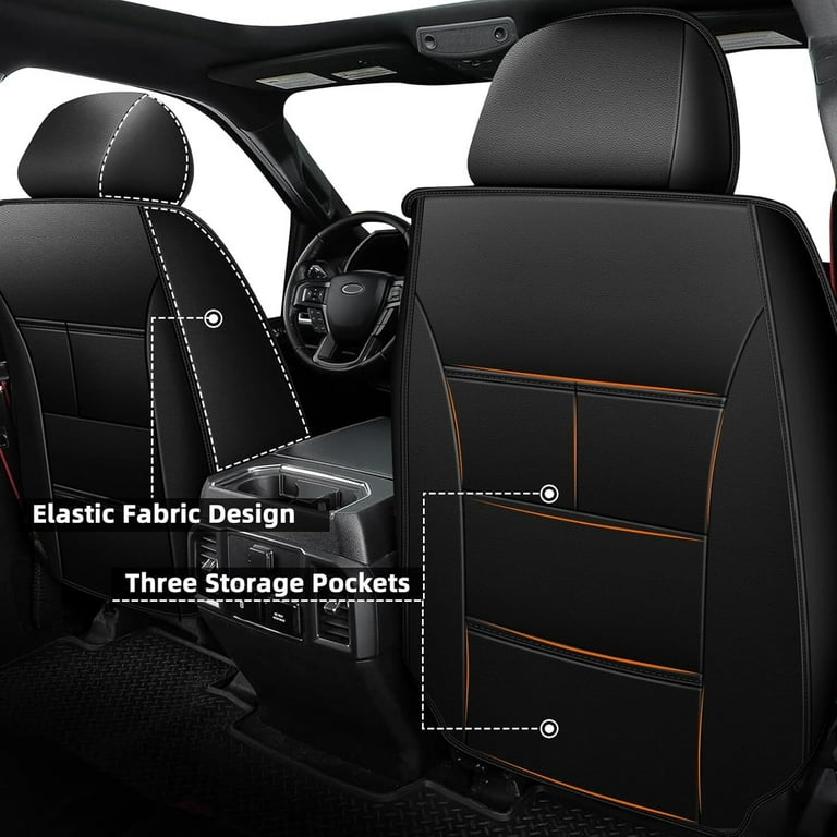 SXIKIN Set Coprisedili In Ecopelle Neri Per Chevrolet Silverado E GMC Sierra (2007-2025) - Compatibili Con Airbag, Facili Da Installare