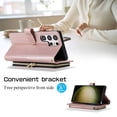 thumbnail image 5 of SaniMore for Samsung Galaxy S22 Ultra Buisness Case, Zipper Purse [Card Holders] Magnetic Clasp Kickstand Wrist/Crossbody Chain Lanyard PU Leather Wear-resistant Protective Wallet Shell, Rosegold, 5 of 11