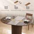 thumbnail image 4 of Extendable Farmhouse Dining Table, Round to Oval Kitchen Table for 6-8 People, Walnut Wood Grain MDF with Pedestal Base, Versatile for Dining Room, Office or Home Gathering Space, 4 of 7