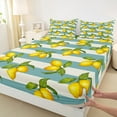 thumbnail image 7 of Castle Fairy Tropical Lemon 4 Pieces Queen Sheet Sets,Geometric Stripes Ultra Soft Flat Sheet,Fresh Fruit Queen Fitted Sheet,Microfiber Botanical Bedroom Decor, 7 of 7