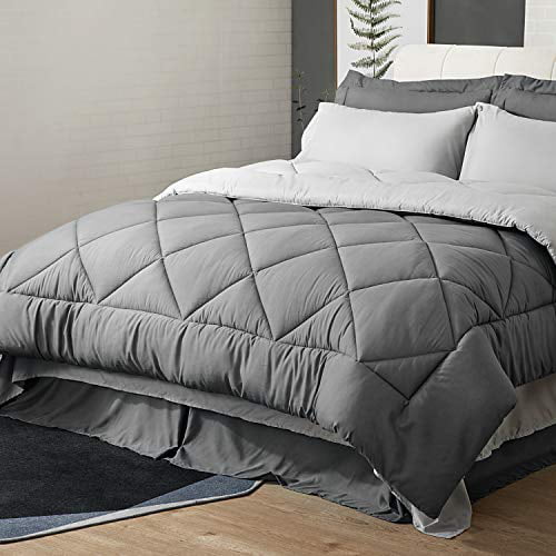 Grey King Bedding Set Sheets Bedsure King Comforter Set King Bed Set with Comforters Pillowcases & Shams 8 Pieces Reversible Bed in A Bag King