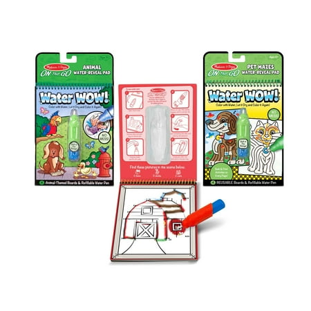 Melissa & Doug On the Go Water Wow! Water-Reveal Activity Pads Set - Animal, Connect the Dots, Pet Mazes