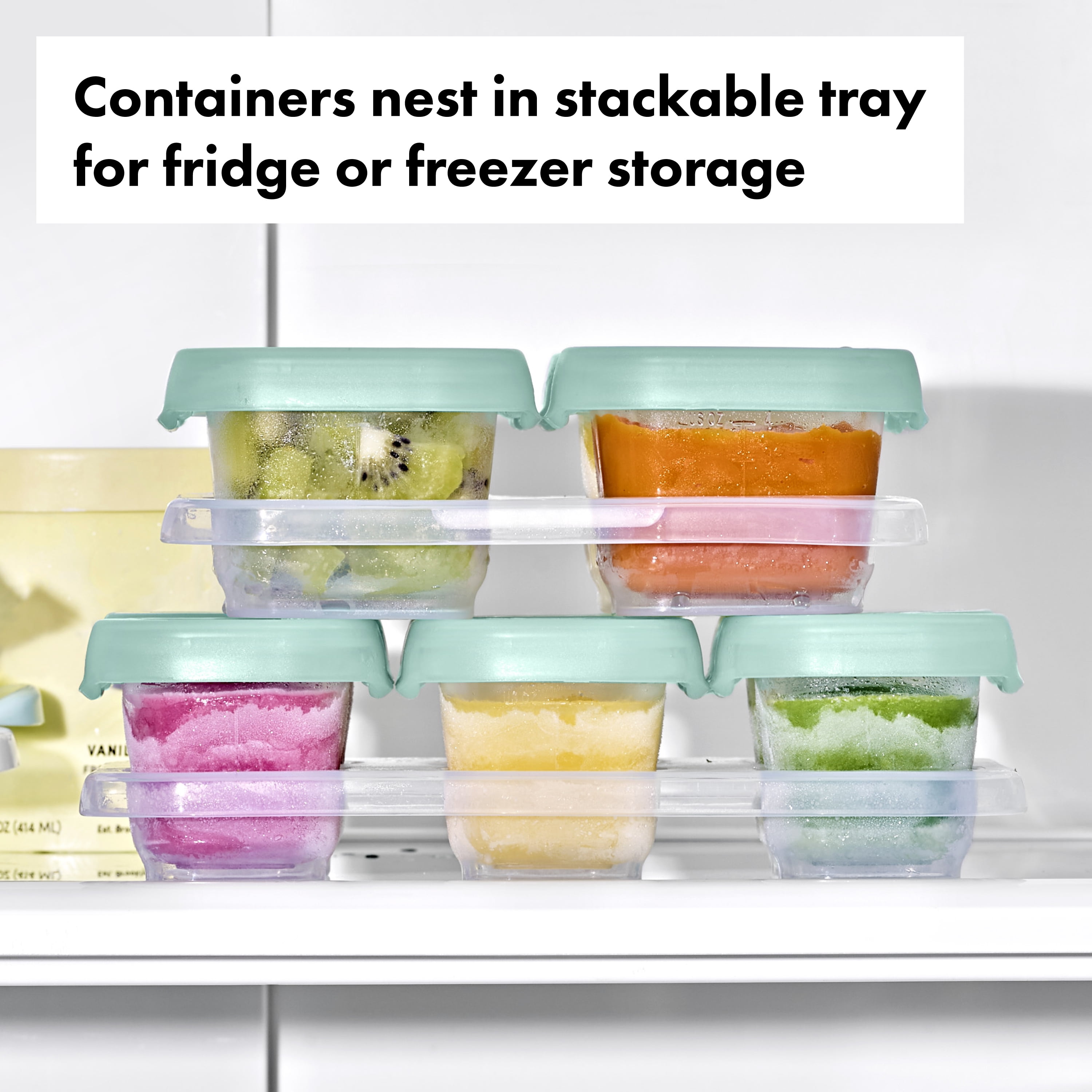 OXO Tot Baby Blocks Food Storage Container Set, 2 oz. & 4 oz., Opal, 12-Pack, For Infants Ages 0-12 Months