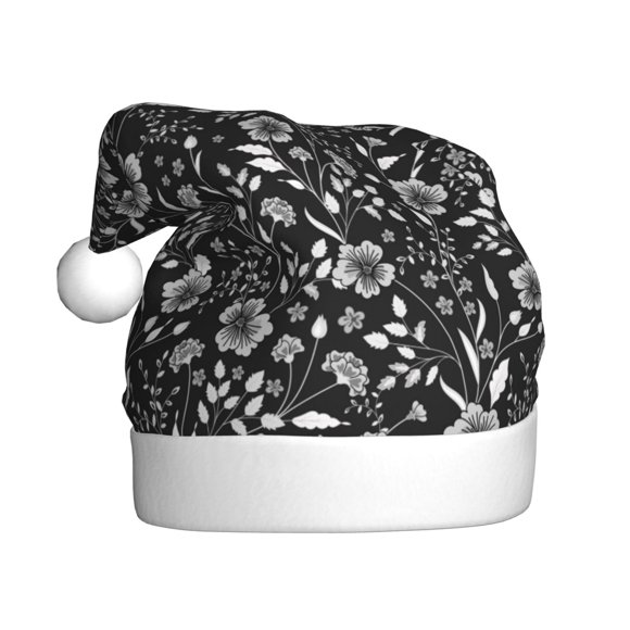 Disketp Daisies Flowers Print Christmas Hat, Santa Hat, Xmas Holiday Hat for Adults, Unisex Classic Santa Hat for Xmas New Year Party Headwear