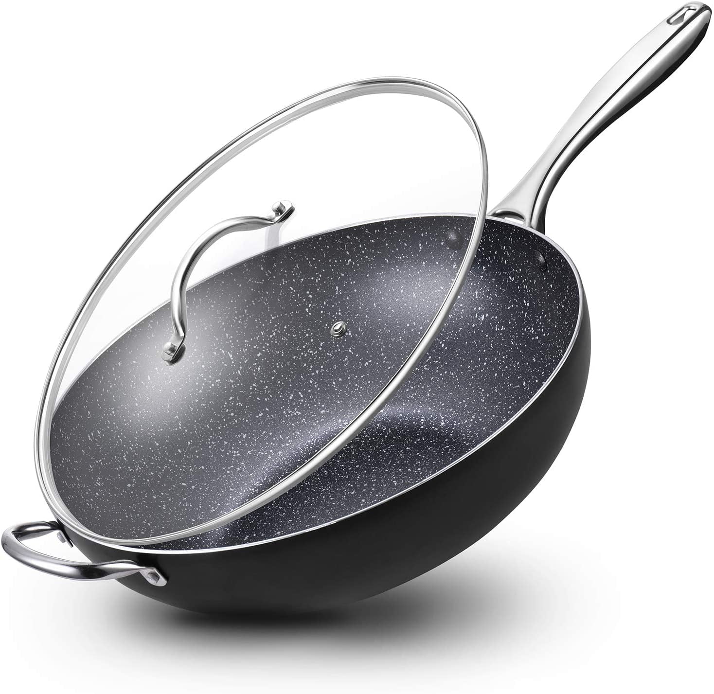 14" Wok Pan- CSK Fry Pan with Lid, Large Family Sized Skillet with