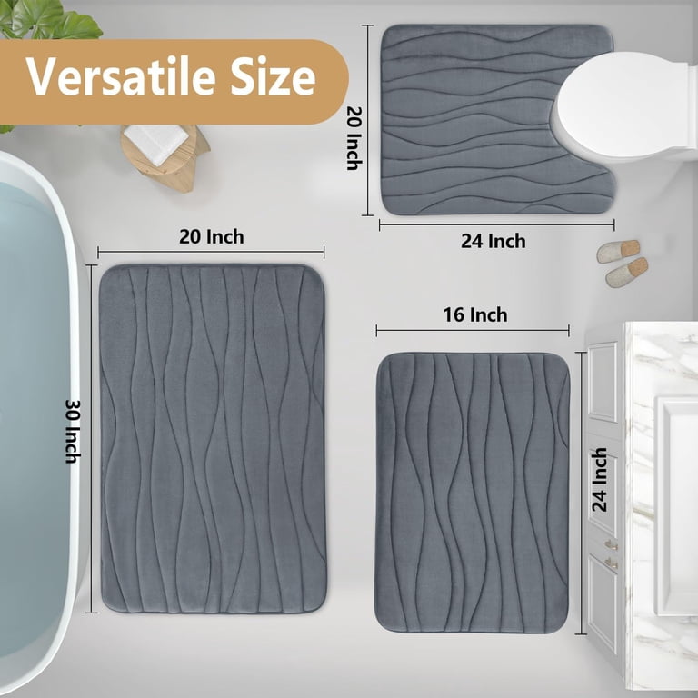Smiry Memory Foam Bath Mat, 24" x 16", Dark Grey photo 2