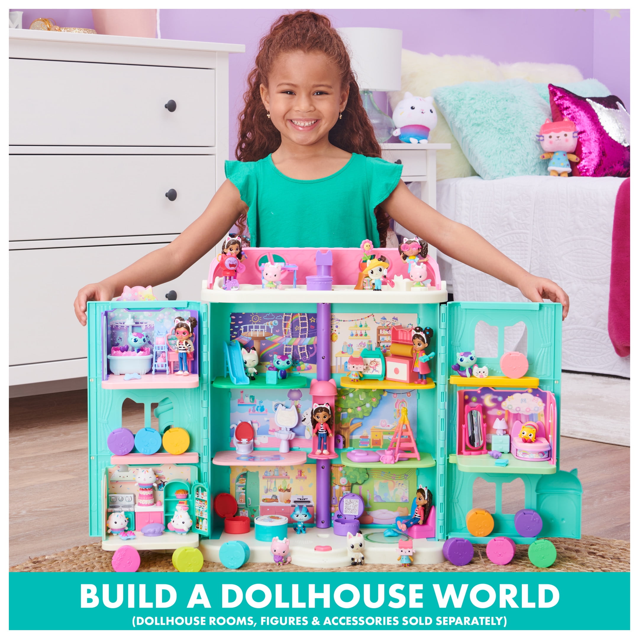 Gabby's Dollhouse, Purrfect Dollhouse 2-Foot Tall Playset with Sounds, 15 Pieces