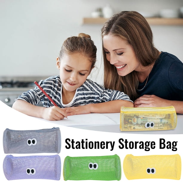 ¡Precios en Caída!, Estuche grande transparente de malla con forma de ojo y gran capacidad para lápices, bolsa de papelería para niños y niñas, bonito estuche para lápices para escuela primaria