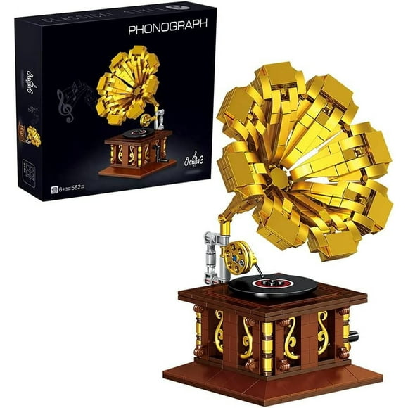 TRAHOO-Adult Building Set, Classic Retro Series, Adult Building Set, Construction Brick Set Best Gift for Adult, Teens, Collectible Model to Build, Phonograph 582pcs