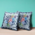 thumbnail image 4 of Amrita Sen Designs  20 x 20 in. Flowers Suede Blown & Closed Pillow - Blue, Pink & Grey, 4 of 5